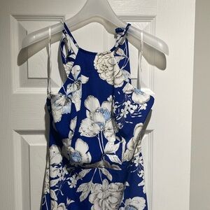 LULUS navy blue peony halter dress